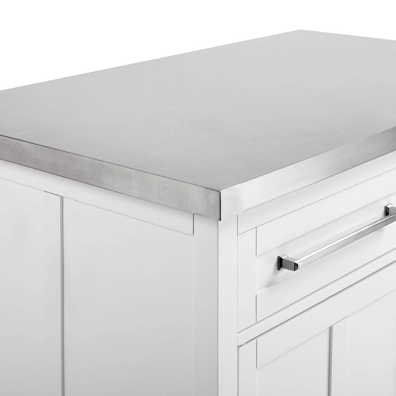 Stainless Steel Top Kitchen Island with Seating - 46W x 28D x 36.5H