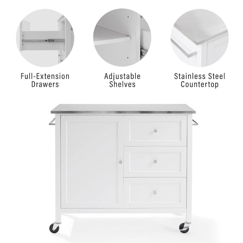 Stainless Steel Top Kitchen Island - 18.13d x 42.13w x 37.5h