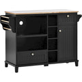 Kitchen Island Cart with Wood Top and Open Storage