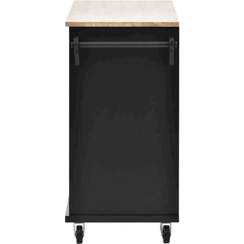 Kitchen Island Cart with Wood Top and Open Storage
