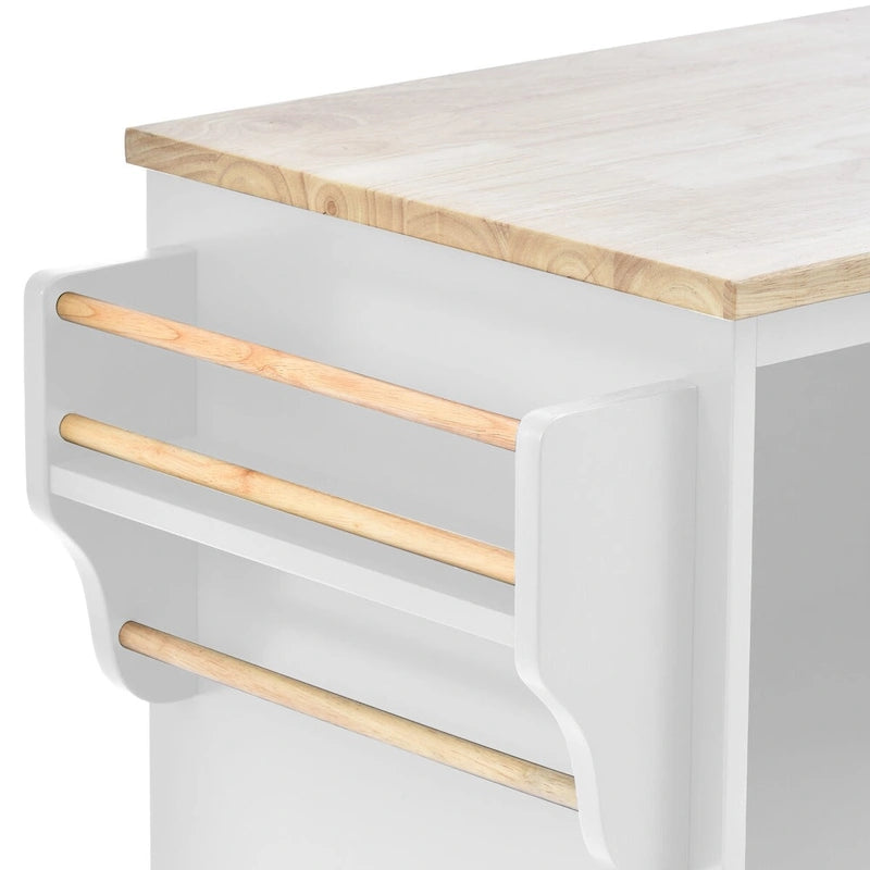 Kitchen Island Cart with Wood Top and Open Storage