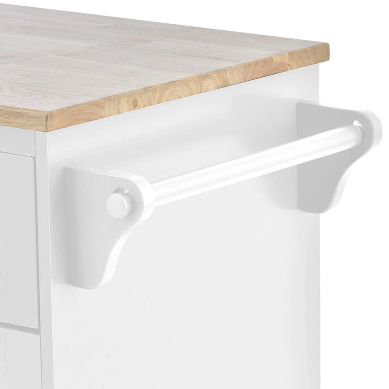 Kitchen Island Cart with Wood Top and Open Storage