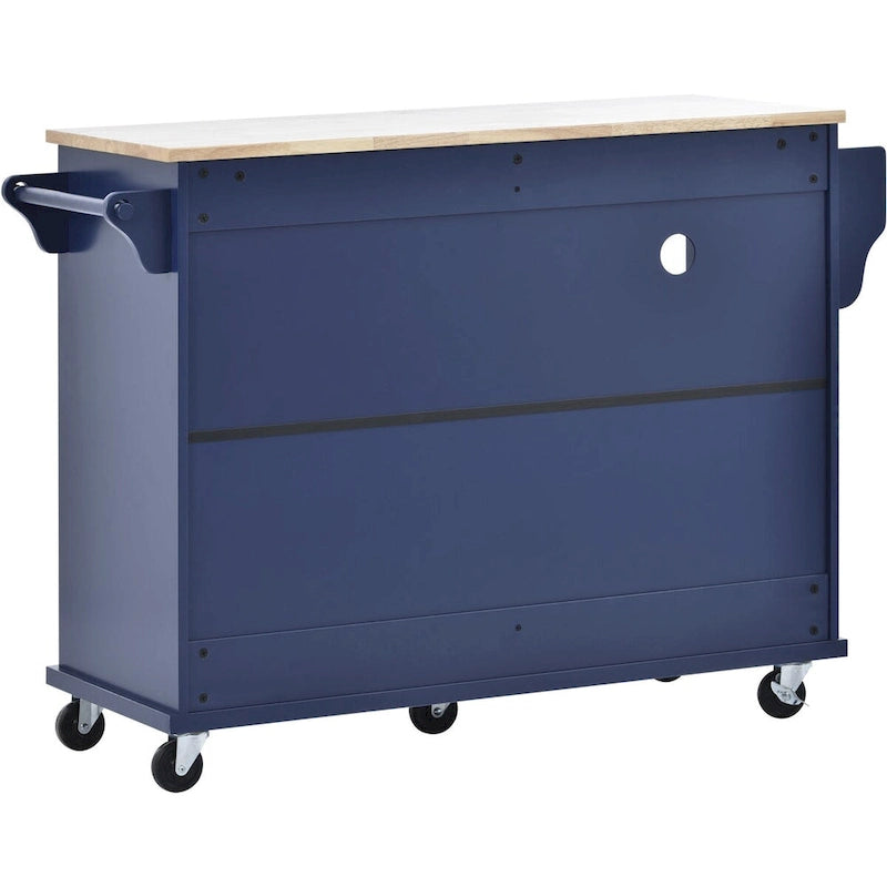 Kitchen Island Cart with Wood Top and Open Storage
