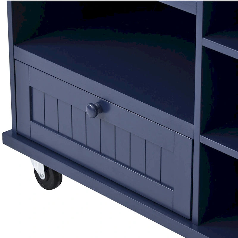 Kitchen Island Cart with Wood Top and Open Storage