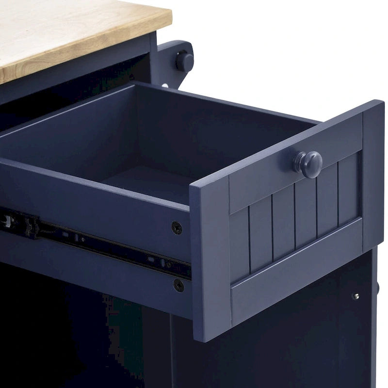 Kitchen Island Cart with Wood Top and Open Storage