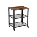 Serving Cart with 4 Casters and Adjustable Feet, Steel Frame – 15.7"D x 23.6"W x 30.6"H