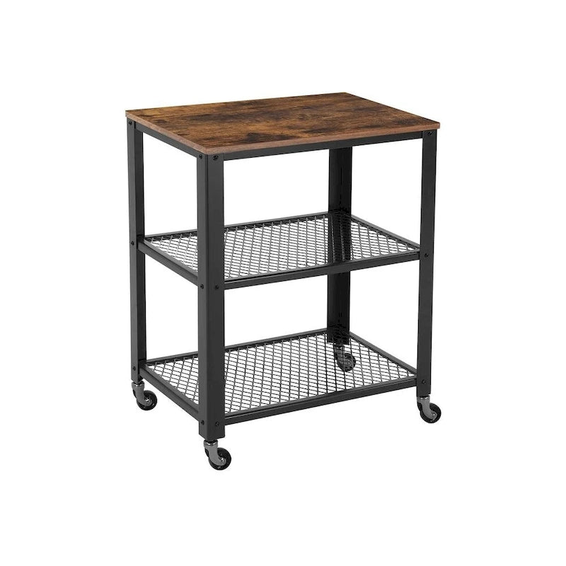 Serving Cart with 4 Casters and Adjustable Feet, Steel Frame – 15.7"D x 23.6"W x 30.6"H