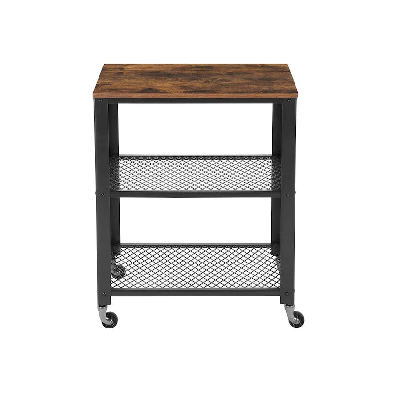 Serving Cart with 4 Casters and Adjustable Feet, Steel Frame – 15.7"D x 23.6"W x 30.6"H