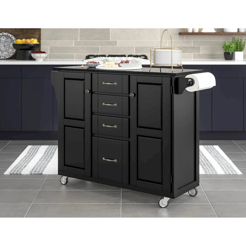 Black Wood Kitchen Cart - 48 x 18 x 36