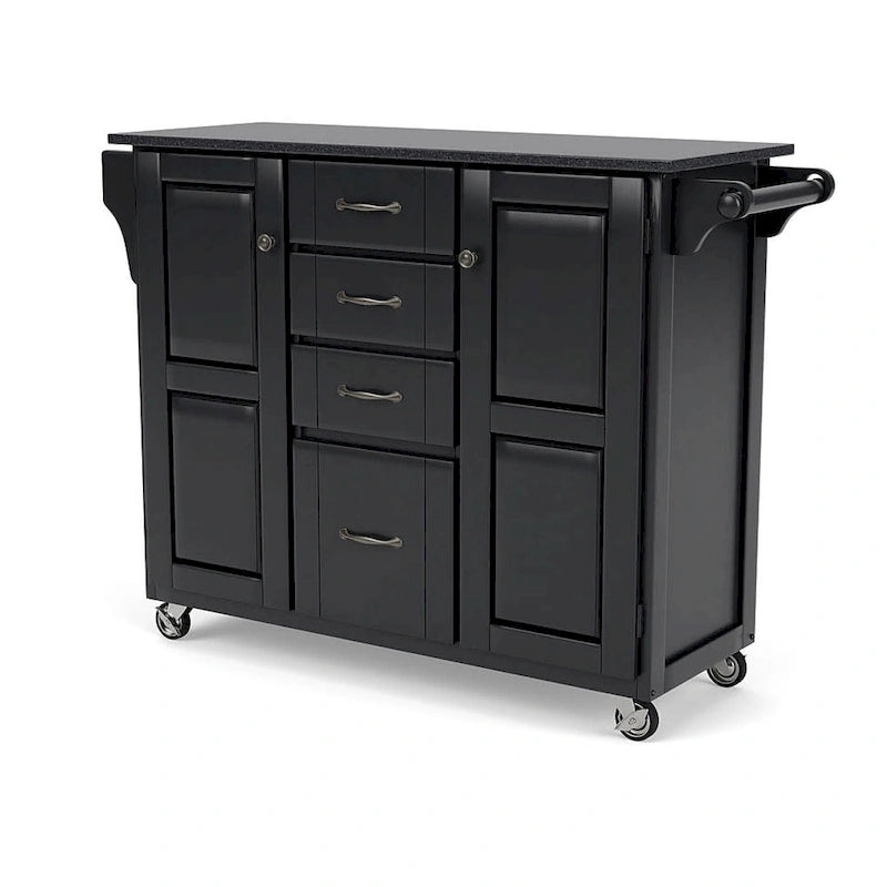 Black Wood Kitchen Cart - 48 x 18 x 36