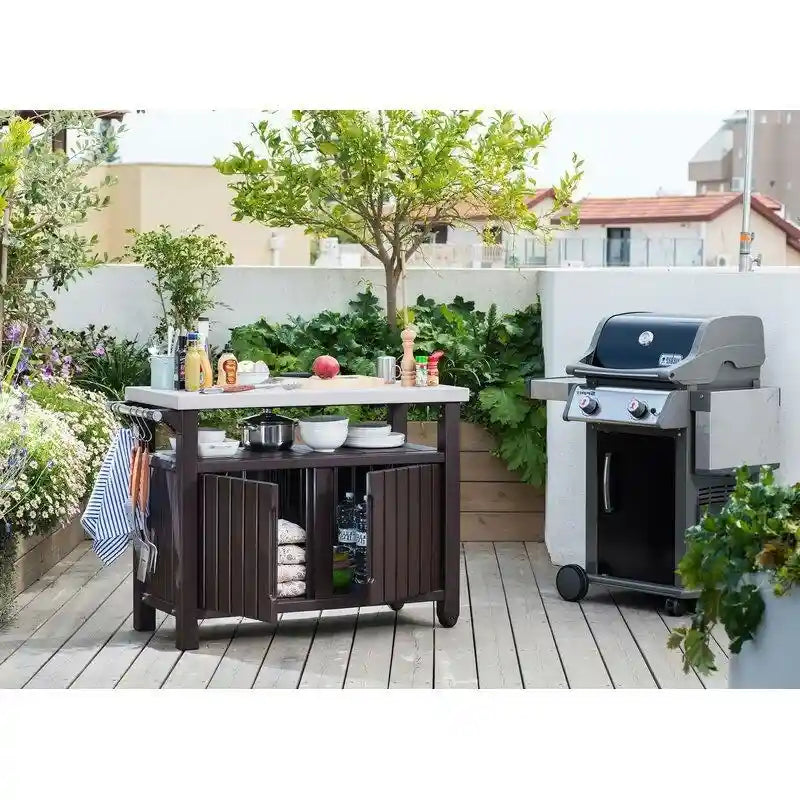 Outdoor Grill Party Caster Bar Serving Cart with Storage