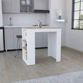 Kitchen Island with 3 Side Shelves