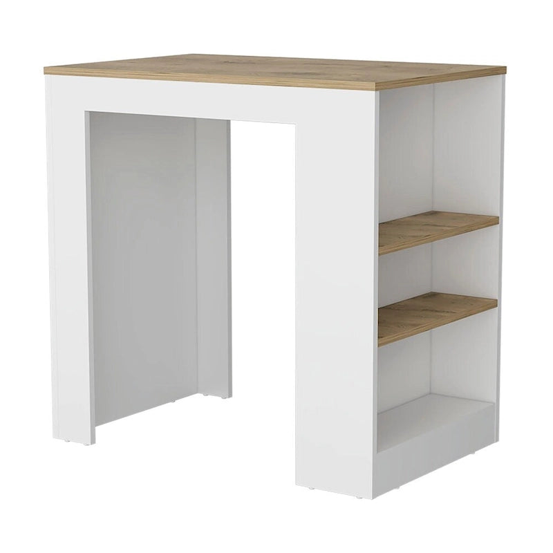 Kitchen Island with 3 Side Shelves