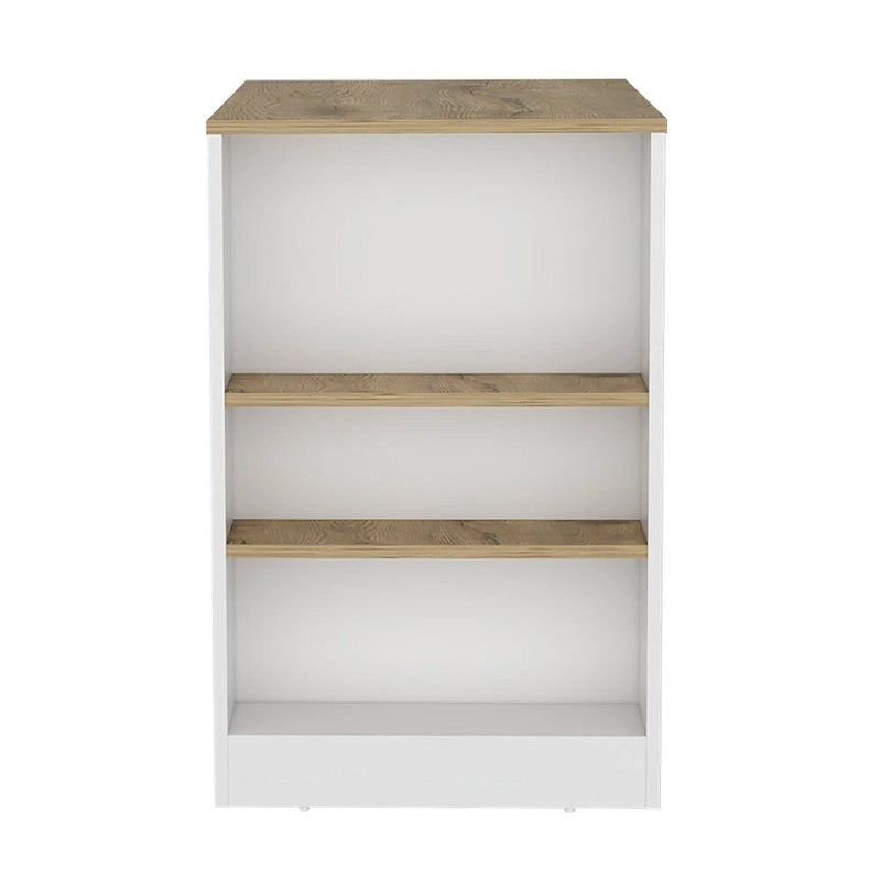 Kitchen Island with 3 Side Shelves