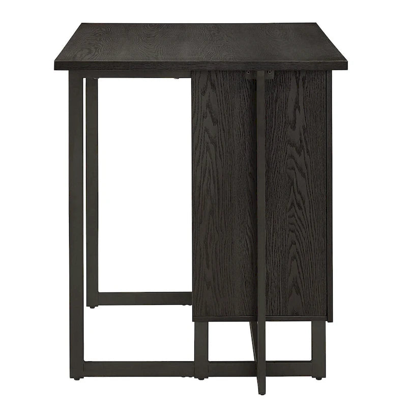Black Finish 2-Door Kitchen Island with Power and USB Outlets