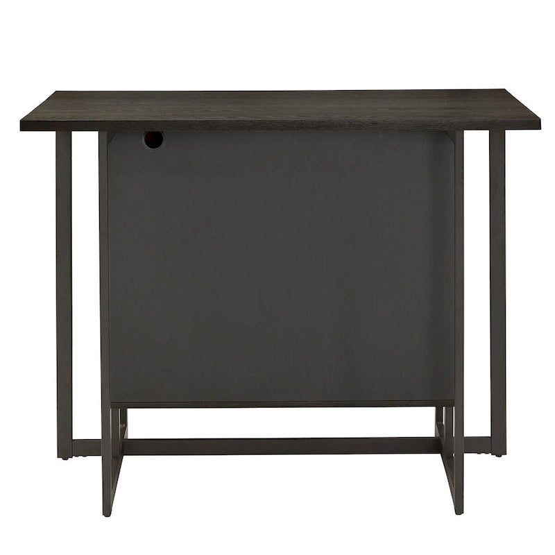 Black Finish 2-Door Kitchen Island with Power and USB Outlets