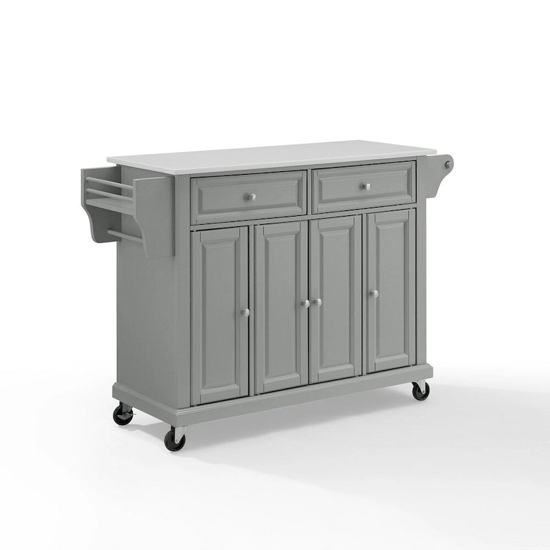 Granite Top Full-Size Kitchen Cart – Gray/White