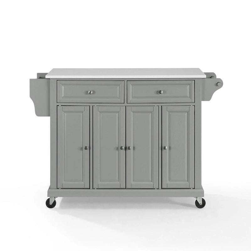 Granite Top Full-Size Kitchen Cart – Gray/White