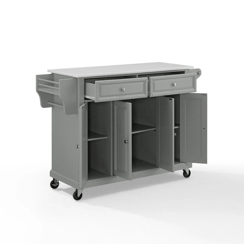 Granite Top Full-Size Kitchen Cart – Gray/White