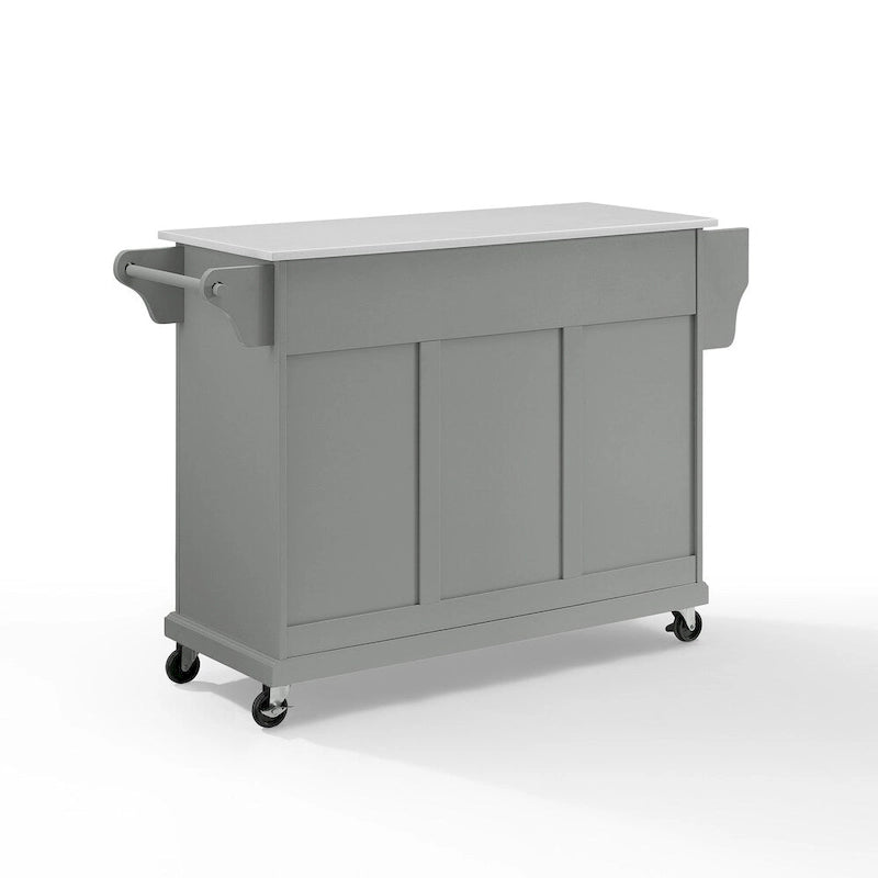 Granite Top Full-Size Kitchen Cart – Gray/White