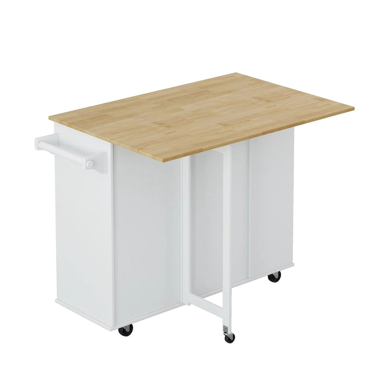 Kitchen Island Cart with Spice Rack, Towel Holder & Wine Rack