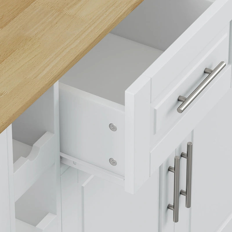 Kitchen Island Cart with Spice Rack, Towel Holder & Wine Rack