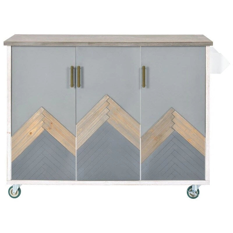 47D Rolling Kitchen Island with Drop Leaf and Internal Storage Rack