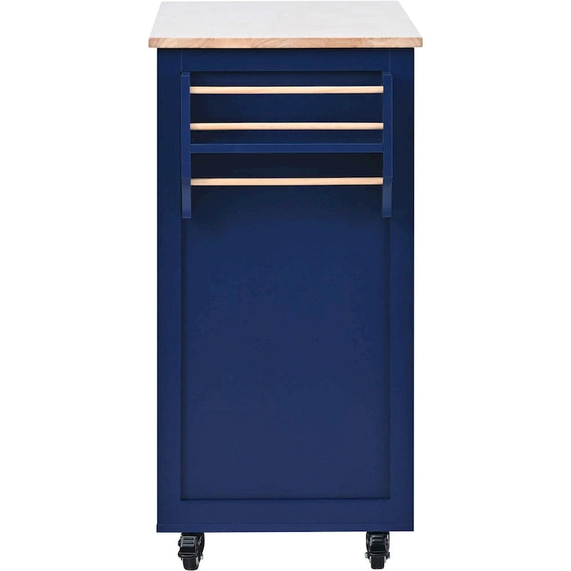 Kitchen Cart with Drop Leaf, Internal Storage Rack, Tableware Organizer, and 8 Drawers