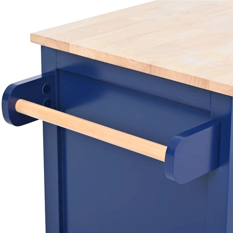 Kitchen Cart with Drop Leaf, Internal Storage Rack, Tableware Organizer, and 8 Drawers