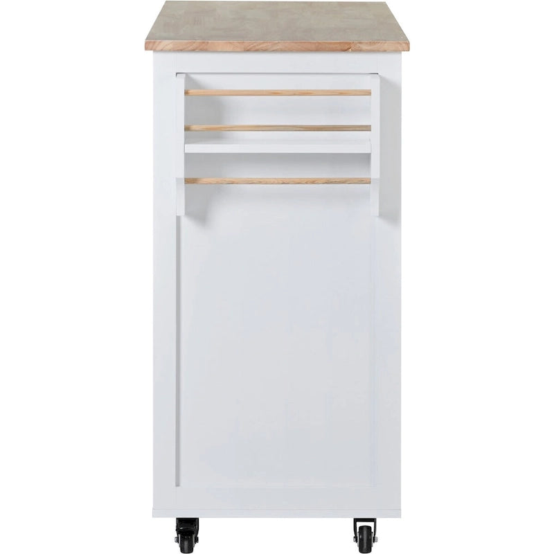 Kitchen Cart with Drop Leaf, Internal Storage Rack, Tableware Organizer, and 8 Drawers