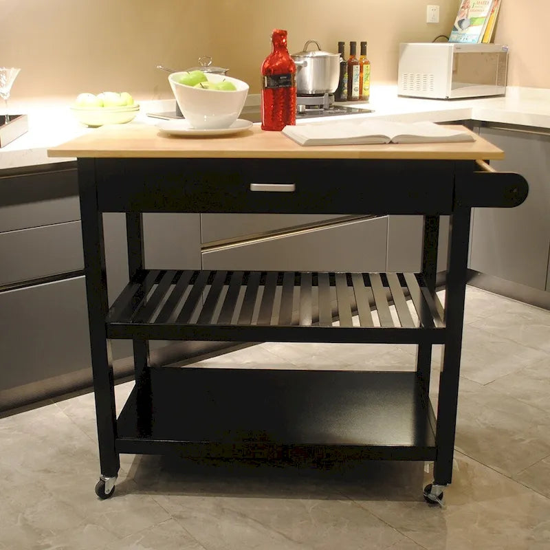 40" Mobile Kitchen Island & Kitchen Cart with Two Lockable Wheels