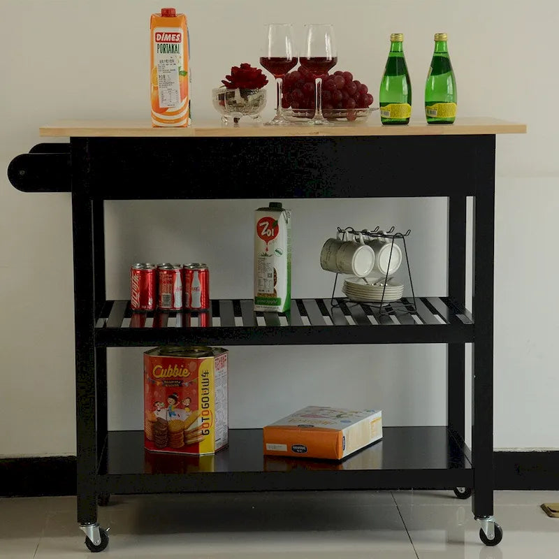 40" Mobile Kitchen Island & Kitchen Cart with Two Lockable Wheels