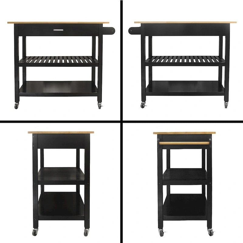 40" Mobile Kitchen Island & Kitchen Cart with Two Lockable Wheels