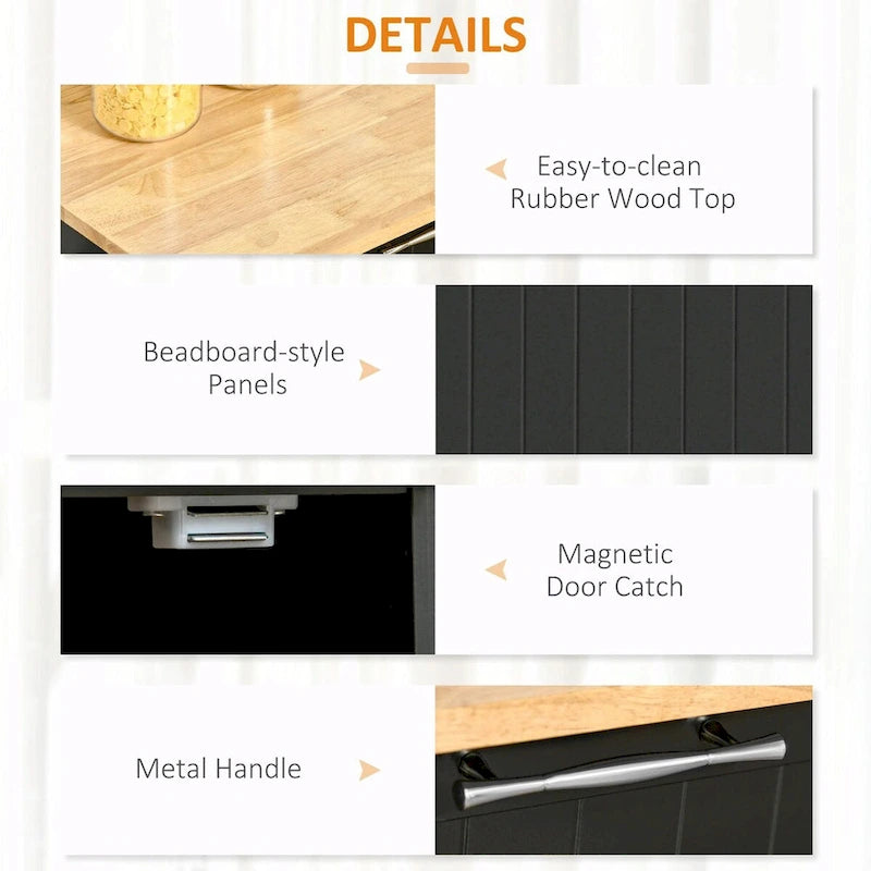 41" Rolling Kitchen Island on Wheels