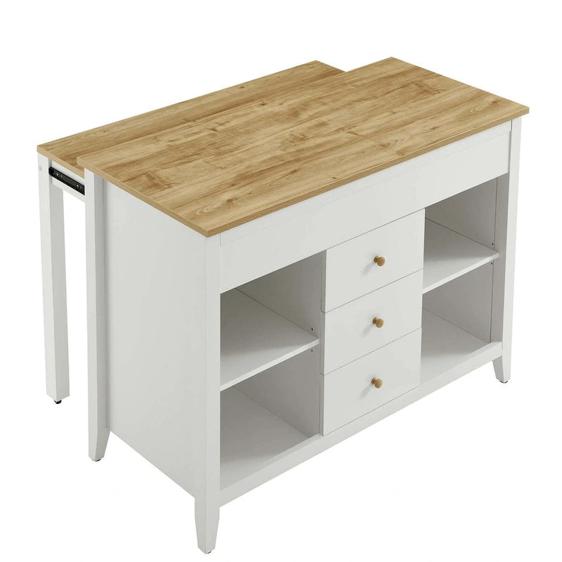 Kitchen Island with Pull-Out Table and Storage