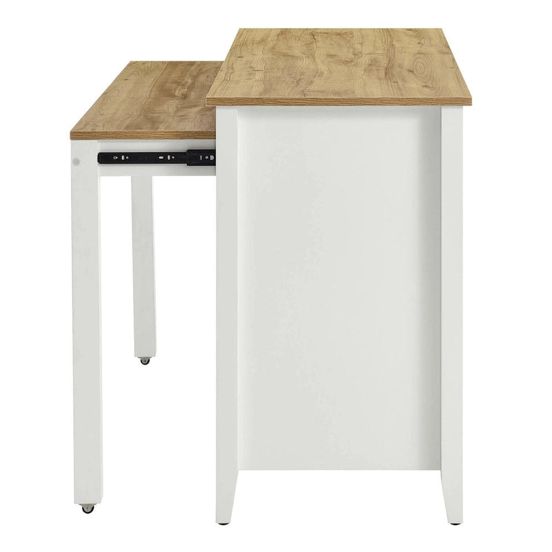 Kitchen Island with Pull-Out Table and Storage