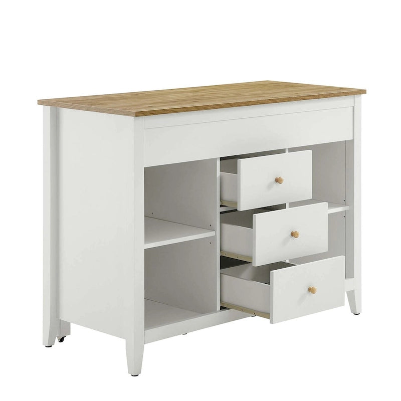 Kitchen Island with Pull-Out Table and Storage