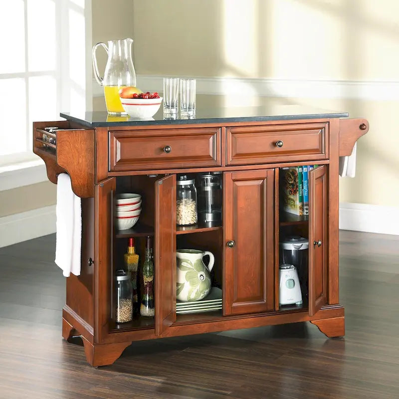 Granite Top Full Size Kitchen Island - 18"D x 51.5"W x 36"H