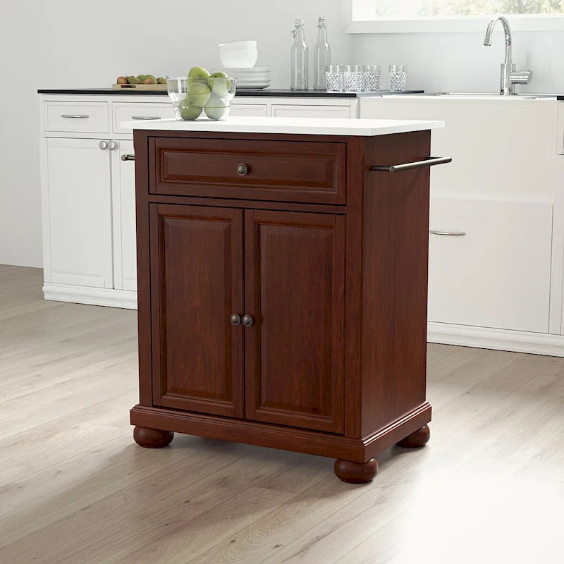 Granite Top Portable Kitchen Island Cart - 31W x 18D x 35.5H