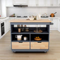 Rolling Kitchen Island with Storage and Wine Rack