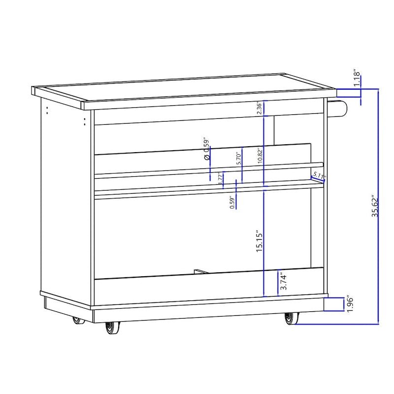 Rolling Kitchen Island with Storage and Wine Rack