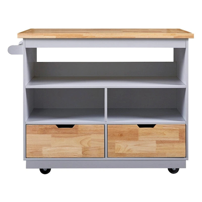 Rolling Kitchen Island with Storage and Wine Rack