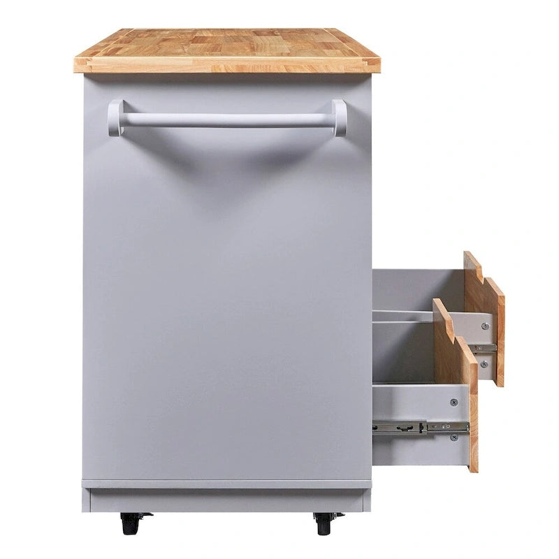 Rolling Kitchen Island with Storage and Wine Rack