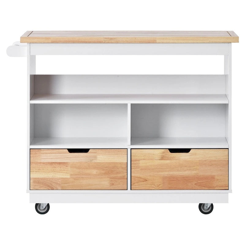 Rolling Kitchen Island with Storage and Wine Rack