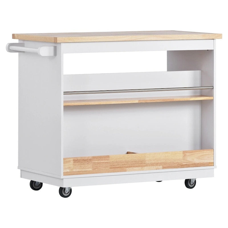 Rolling Kitchen Island with Storage and Wine Rack