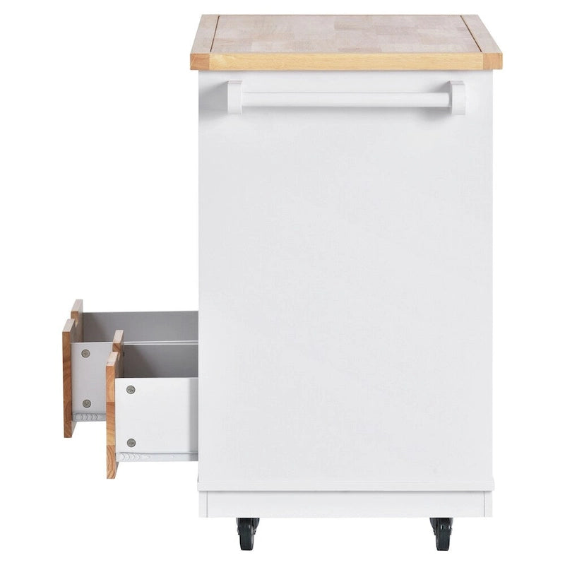 Rolling Kitchen Island with Storage and Wine Rack
