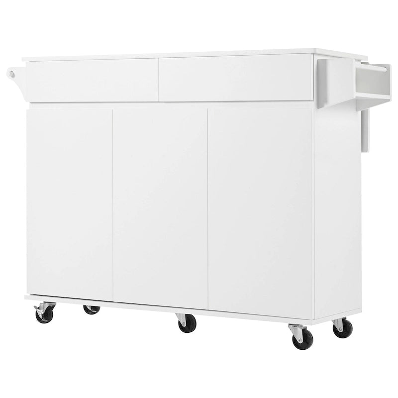 53.2" Rolling Kitchen Island with Drop Leaf, Spice Rack & 2 Drawers