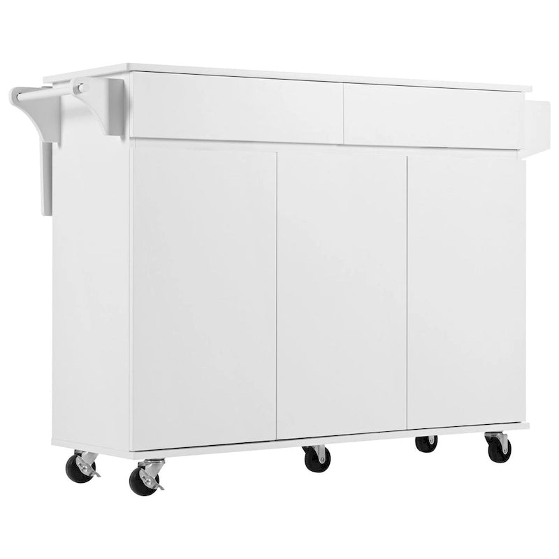 53.2" Rolling Kitchen Island with Drop Leaf, Spice Rack & 2 Drawers