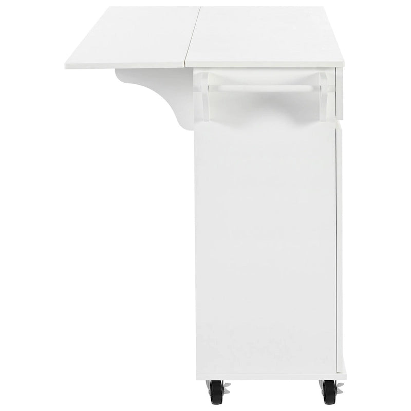 53.2" Rolling Kitchen Island with Drop Leaf, Spice Rack & 2 Drawers