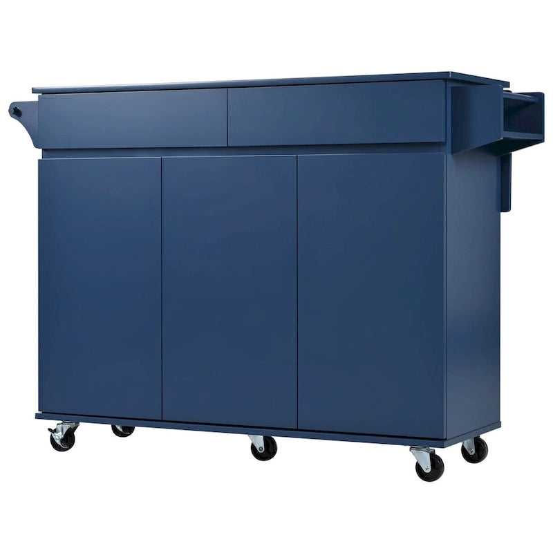 53.2" Rolling Kitchen Island with Drop Leaf, Spice Rack & 2 Drawers
